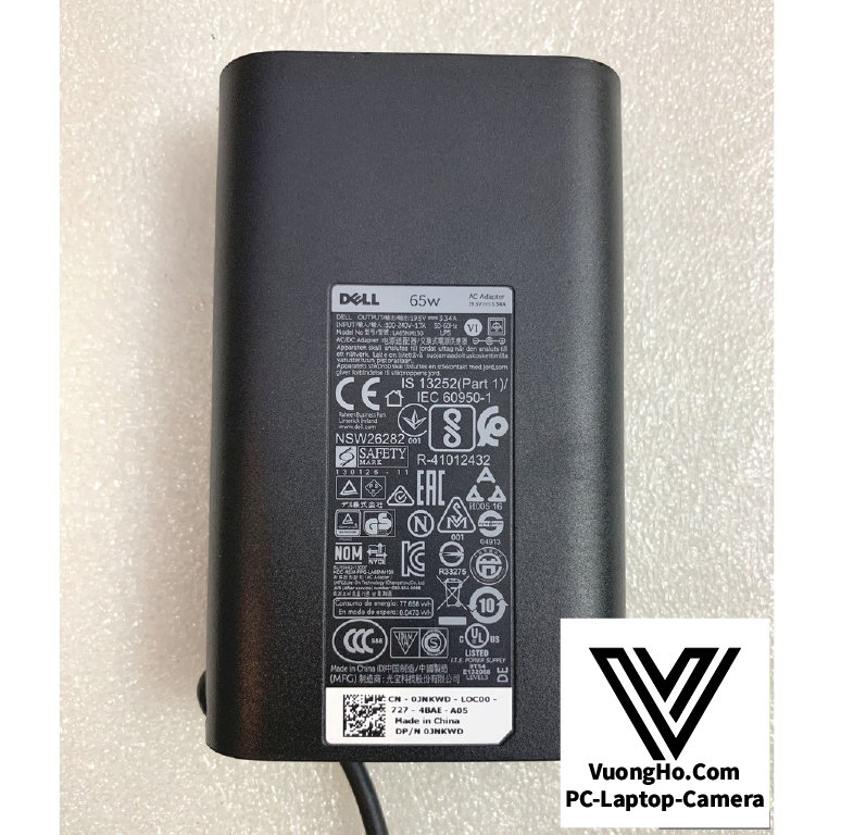 Sạc laptop Dell chính hãng 65W chân tròn to mẫu Oval mới nhất - tặng kèm dây nguồn